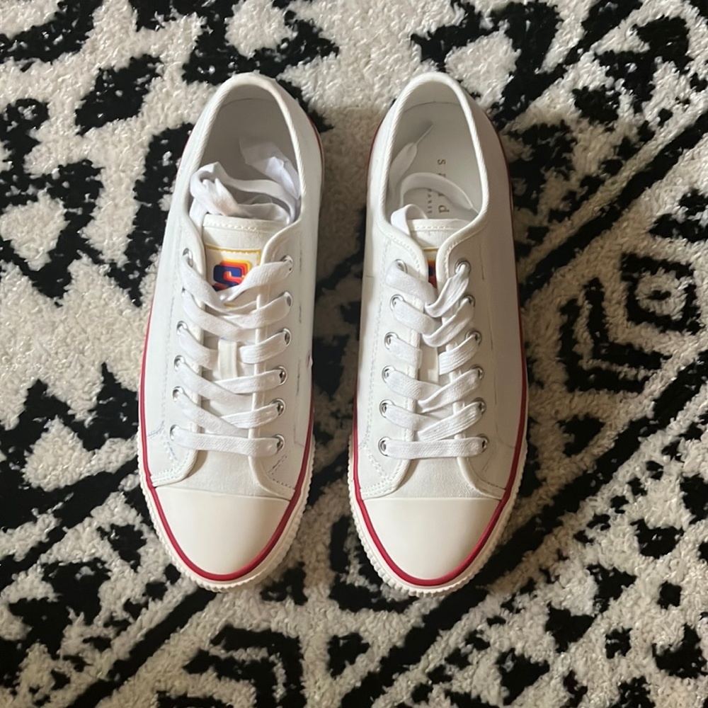 Sandro BLANC Women's Anouk Flame Sole Canvas Sneakers, EU 40, US 8